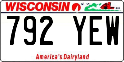 WI license plate 792YEW