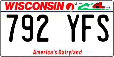 WI license plate 792YFS