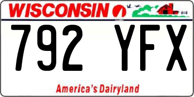 WI license plate 792YFX