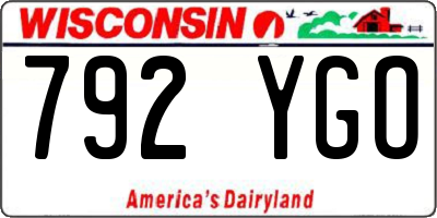 WI license plate 792YGO
