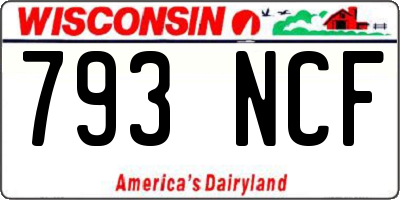 WI license plate 793NCF