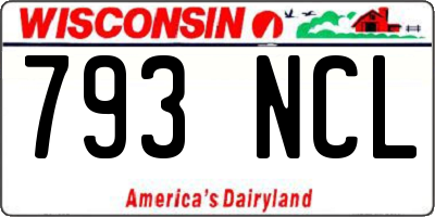 WI license plate 793NCL