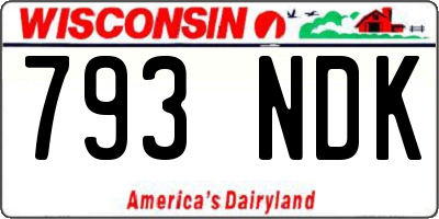 WI license plate 793NDK