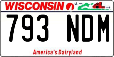 WI license plate 793NDM