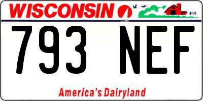 WI license plate 793NEF