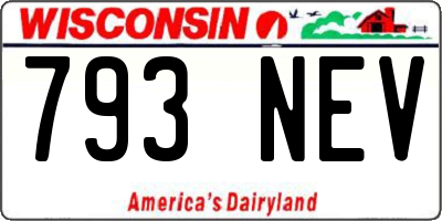 WI license plate 793NEV