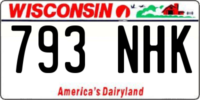 WI license plate 793NHK