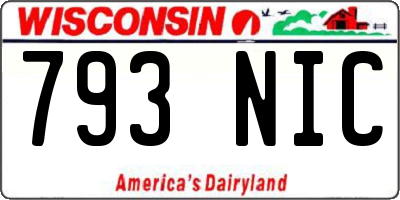 WI license plate 793NIC