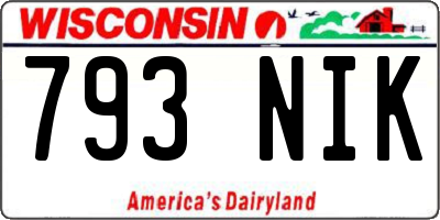 WI license plate 793NIK
