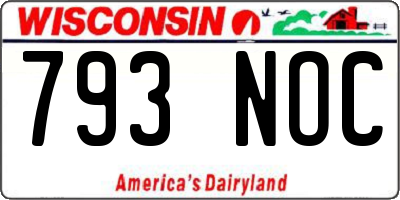 WI license plate 793NOC