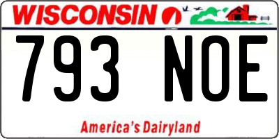 WI license plate 793NOE