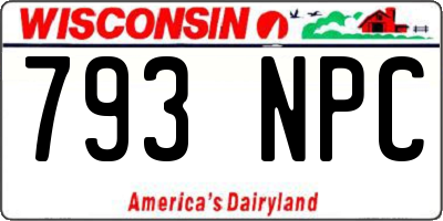 WI license plate 793NPC