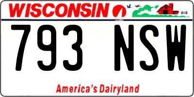 WI license plate 793NSW