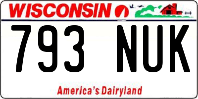 WI license plate 793NUK