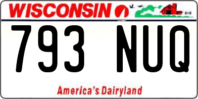 WI license plate 793NUQ