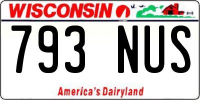 WI license plate 793NUS