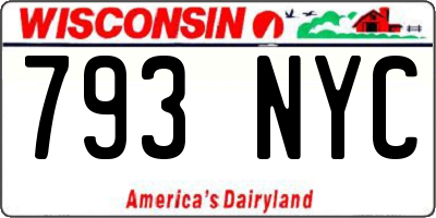 WI license plate 793NYC