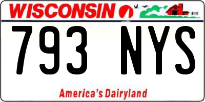 WI license plate 793NYS