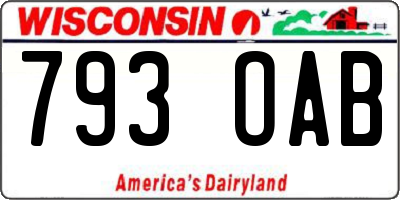 WI license plate 793OAB