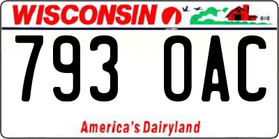 WI license plate 793OAC