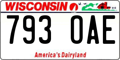 WI license plate 793OAE