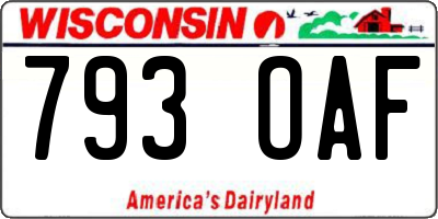 WI license plate 793OAF