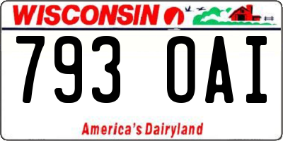 WI license plate 793OAI