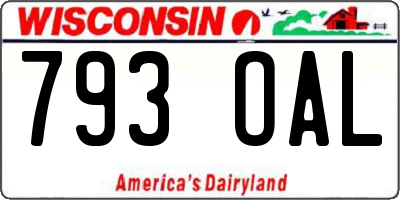 WI license plate 793OAL