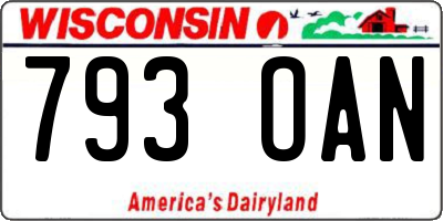 WI license plate 793OAN