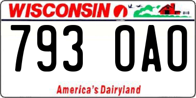 WI license plate 793OAO