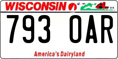 WI license plate 793OAR