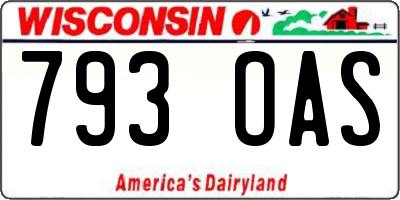 WI license plate 793OAS