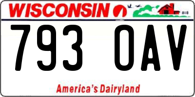 WI license plate 793OAV