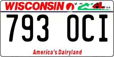 WI license plate 793OCI