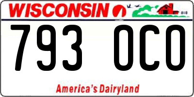 WI license plate 793OCO