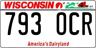 WI license plate 793OCR