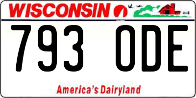 WI license plate 793ODE