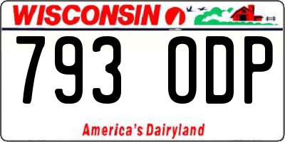 WI license plate 793ODP