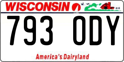 WI license plate 793ODY