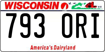 WI license plate 793ORI