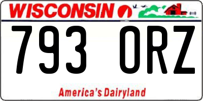 WI license plate 793ORZ