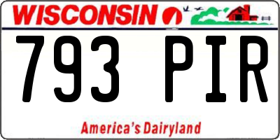 WI license plate 793PIR