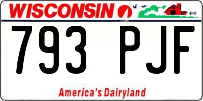 WI license plate 793PJF