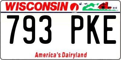 WI license plate 793PKE