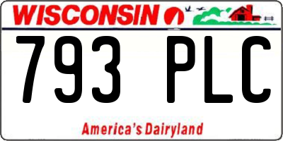 WI license plate 793PLC
