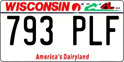 WI license plate 793PLF