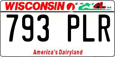 WI license plate 793PLR
