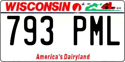 WI license plate 793PML