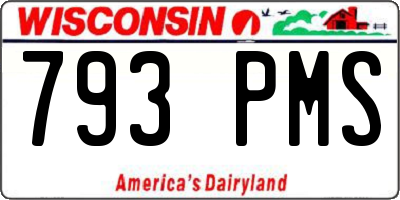 WI license plate 793PMS