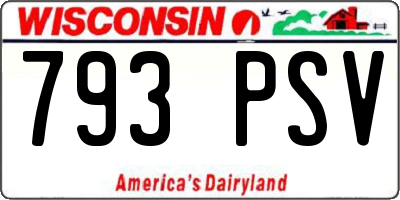 WI license plate 793PSV